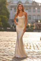 La Femme Dress 33609 - Ivory/Silver