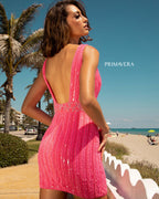 Primavera Couture Short Dress 3505 - Hot Pink