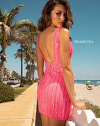 Primavera Couture Short Dress 3505 - Hot Pink
