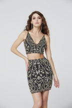 Primavera Couture Short Dress 3550 - Black Gold