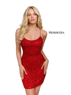 Primavera Couture Short Dress 3558 - Red