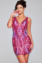 Jovani Short Evening Dress 36784 - Irredescent Hot Pink