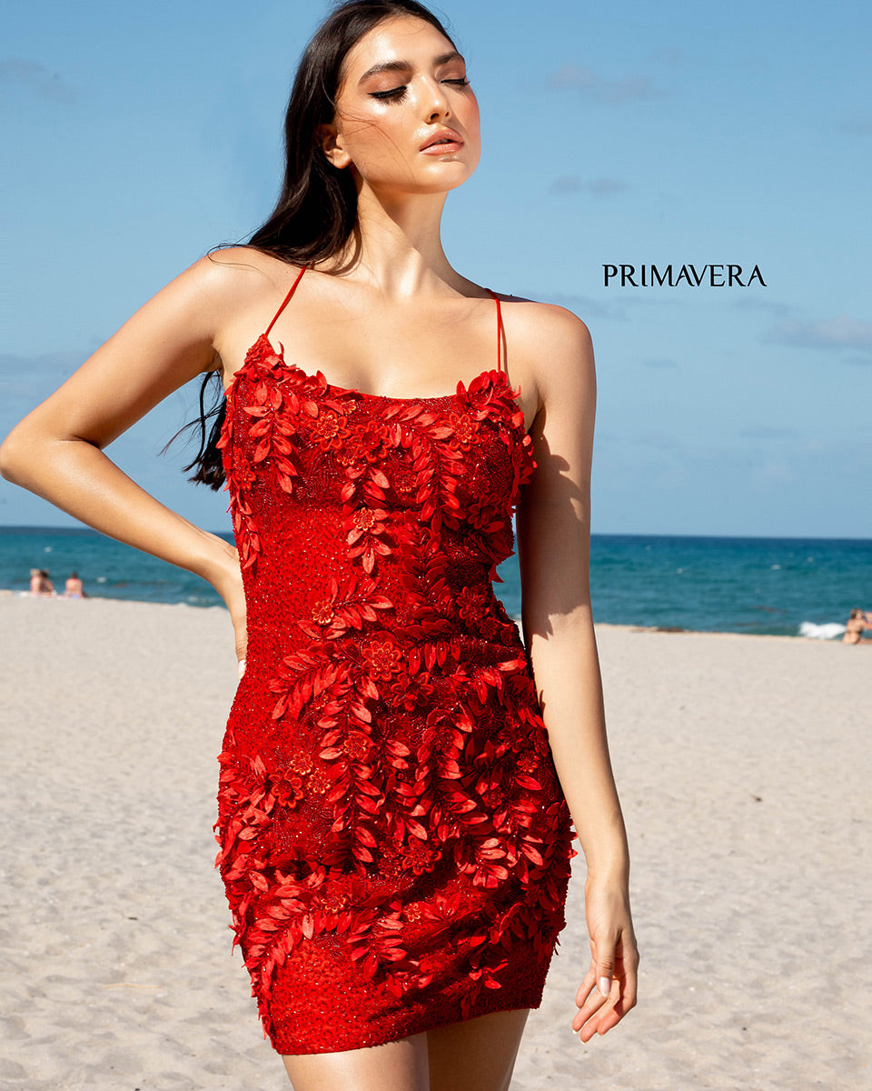 Primavera Couture Short Dress 3704 - Red