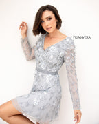 Primavera Couture Short Dress 3716 - Platinum