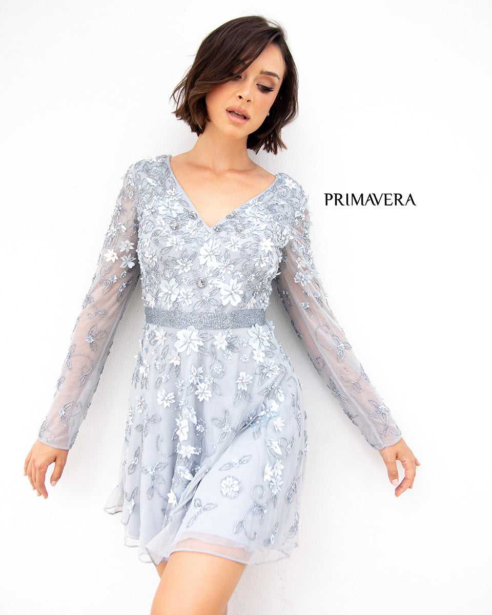 Primavera Couture Short Dress 3716 - Platinum