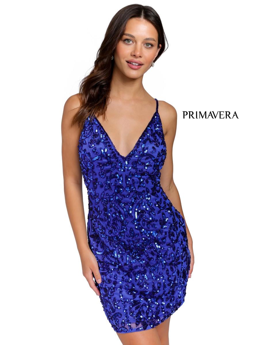 Primavera Couture Short Dress 3813 - Royal Blue