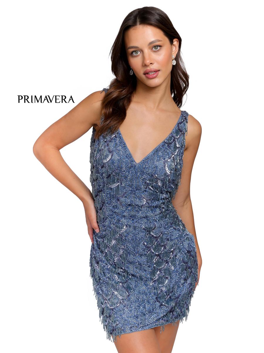 Primavera Couture Short Dress 3818 - Bright Blue