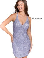 Primavera Couture Short Dress 3824 - Neon Lilac