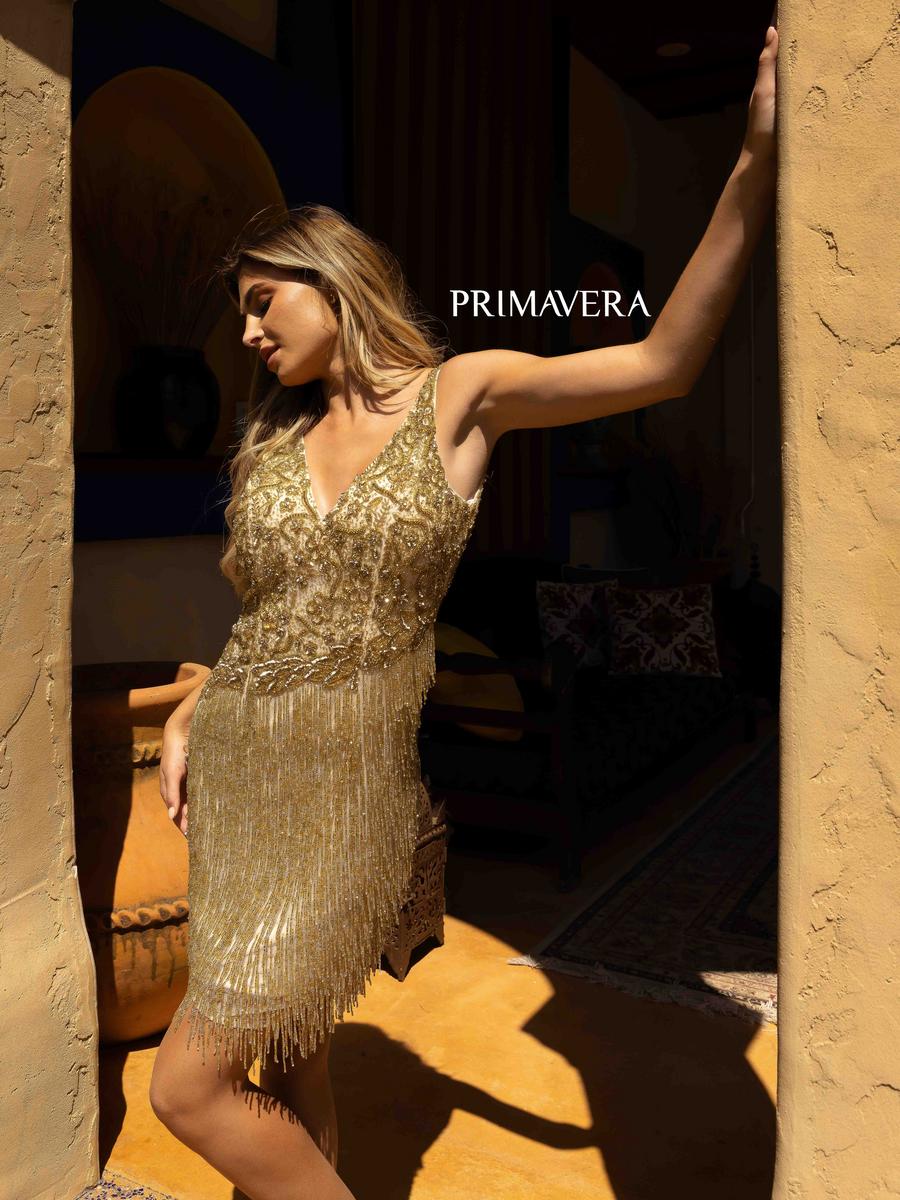 Primavera Couture Short Dress 3828 - Gold