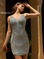 Primavera Couture Short Dress 3829 - Powder Blue