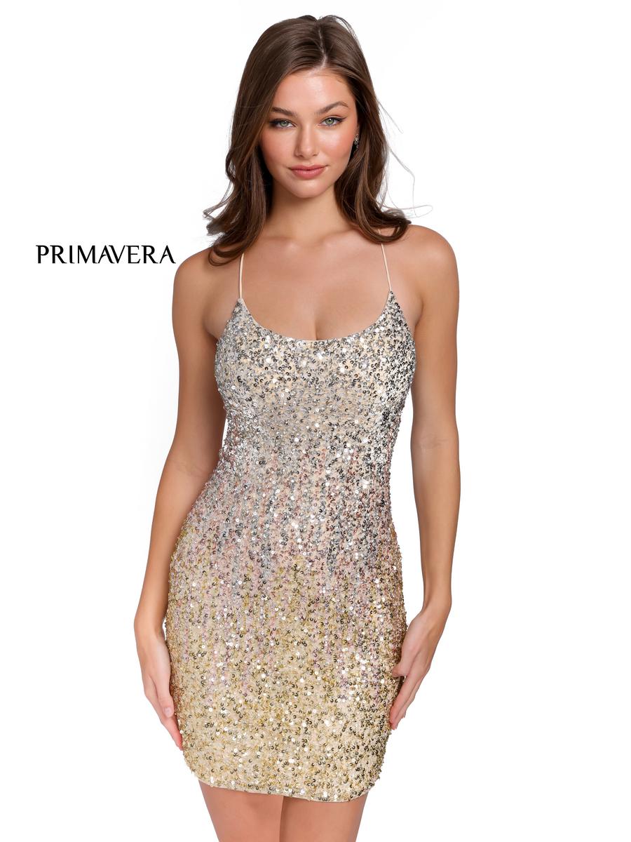 Primavera Couture Short Dress 3833 - Gold