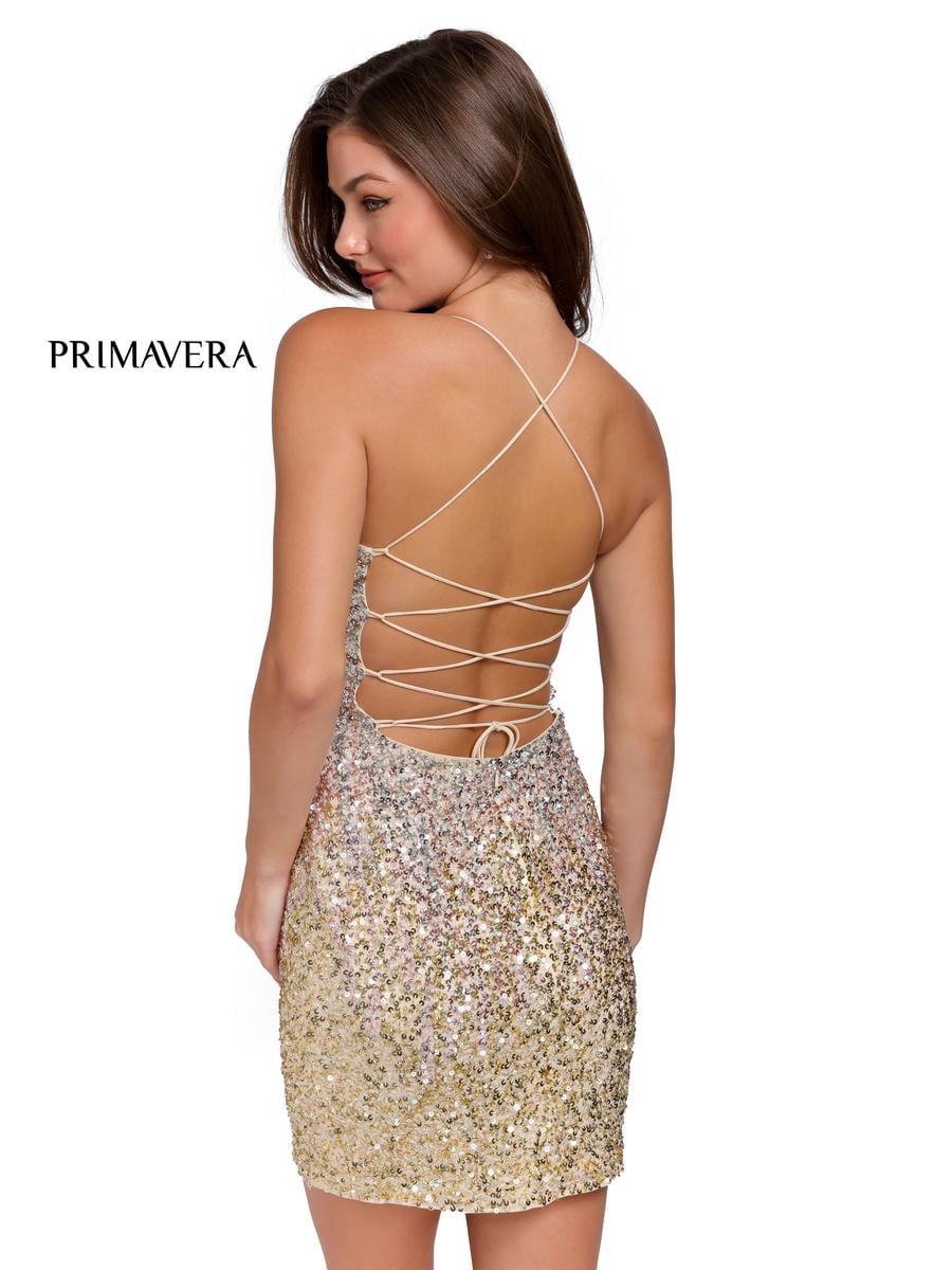 Primavera Couture Short Dress 3833 - Gold