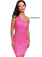 Primavera Couture Short Dress 3840 - Neon Pink