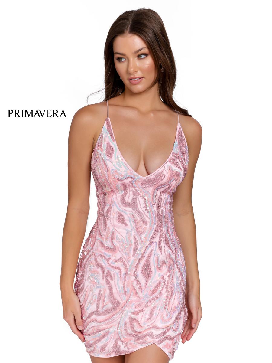 Primavera Couture Short Dress 3844 - Baby Pink