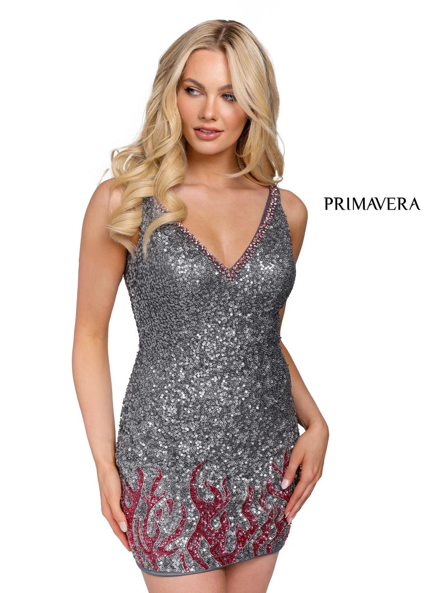 Primavera Couture Short Dress 3847 - Charcoal
