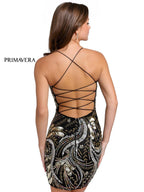Primavera Couture Short Dress 3848 - Black Multi