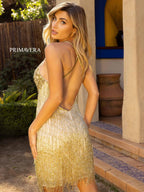 Primavera Couture Short Dress 3851 - Gold