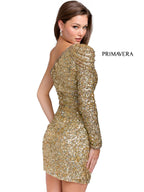Primavera Couture Short Dress 3853 - Gold