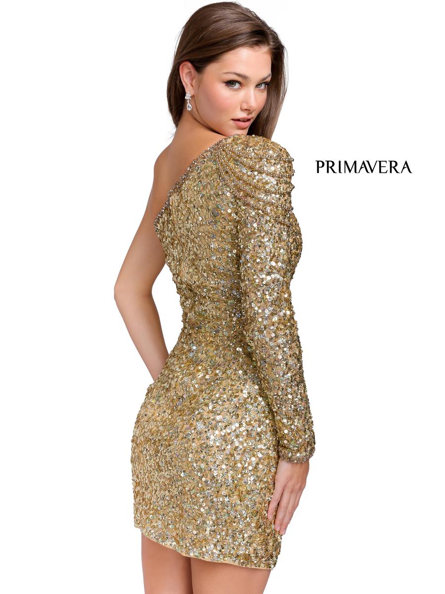 Primavera Couture Short Dress 3853 - Gold