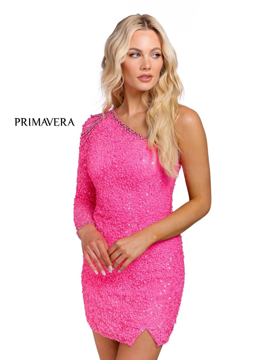 Primavera Couture Short Dress 3853 - Neon Pink