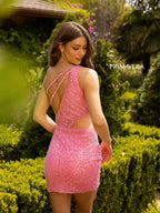 Primavera Couture Short Dress 3863 - Neon Pink