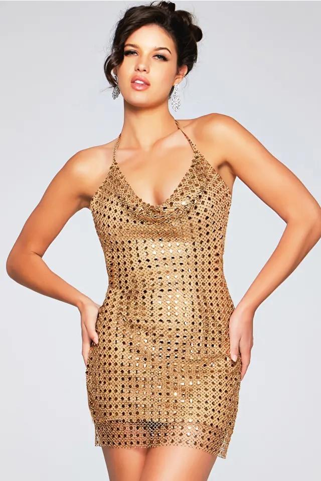 Jovani Short Evening Dress 39004 - Gold