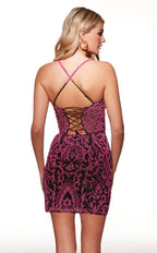 Alyce Paris Homecoming Dress 40010 - Black/Barbie Pink