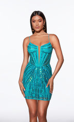 Alyce Paris Homecoming Dress 40016 - Caribbean