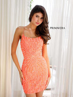 Primavera Couture Short Dress 4001 - Coral