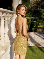 Primavera Couture Short Dress 4001 - Gold