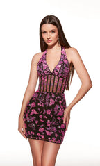 Alyce Paris Homecoming Dress 40020 - Black/Barbie Pink