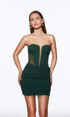 Alyce Paris Homecoming Dress 40026 - Forest Green/Silver