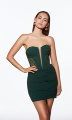 Alyce Paris Homecoming Dress 40026 - Forest Green/Silver