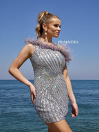 Primavera Couture Short Dress 4002 - Platinum