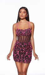 Alyce Paris Homecoming Dress 40093 - Black/Barbie Pink