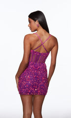 Alyce Paris Homecoming Dress 40093 - Neon Purple/Barbie Pink