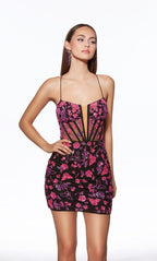 Alyce Paris Homecoming Dress 40126 - Black/Barbie Pink