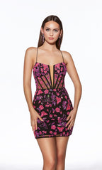 Alyce Paris Homecoming Dress 40126 - Black/Barbie Pink