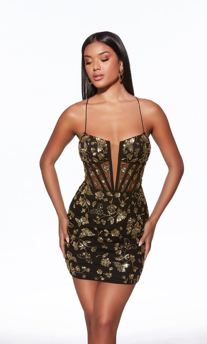 Alyce Paris Homecoming Dress 40126 - Black/Gold