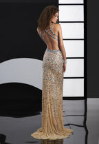 Jasz Couture Dress 4109D - Nude/Turquoise