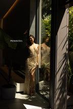 Primavera Couture Prom 4134 - Nude Gold