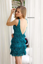 Primavera Couture Short Dress 4203 - Teal