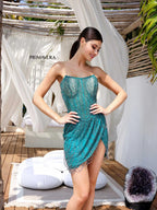 Primavera Couture Short Dress 4213 - Teal