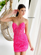 Primavera Couture Short Dress 4222 - Neon Pink