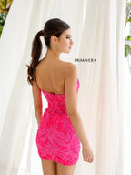 Primavera Couture Short Dress 4222 - Neon Pink