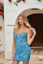 Primavera Couture Short Dress 4222 - Turquoise