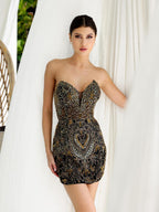 Primavera Couture Short Dress 4226 - Black Gold