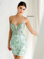 Primavera Couture Short Dress 4226 - Ivory/green