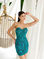 Primavera Couture Short Dress 4227 - Teal