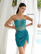 Primavera Couture Short Dress 4231 - Teal